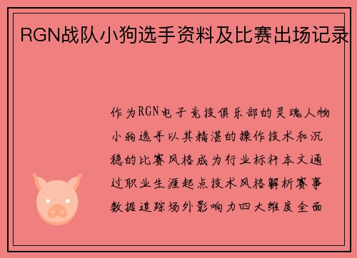 RGN战队小狗选手资料及比赛出场记录